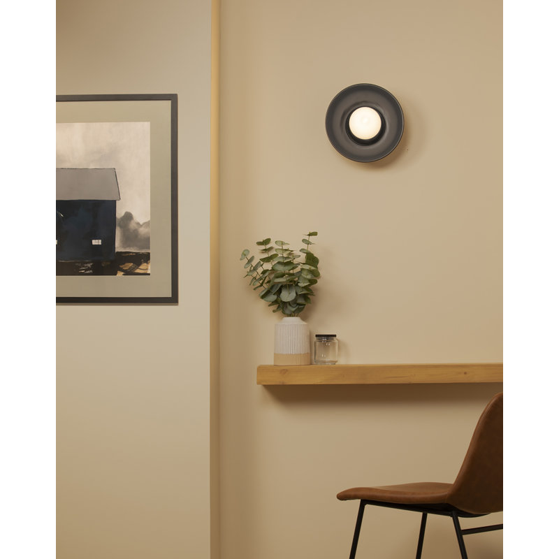 Rana Ceramic Flush Mounted Sconce, Carbon Matte Black