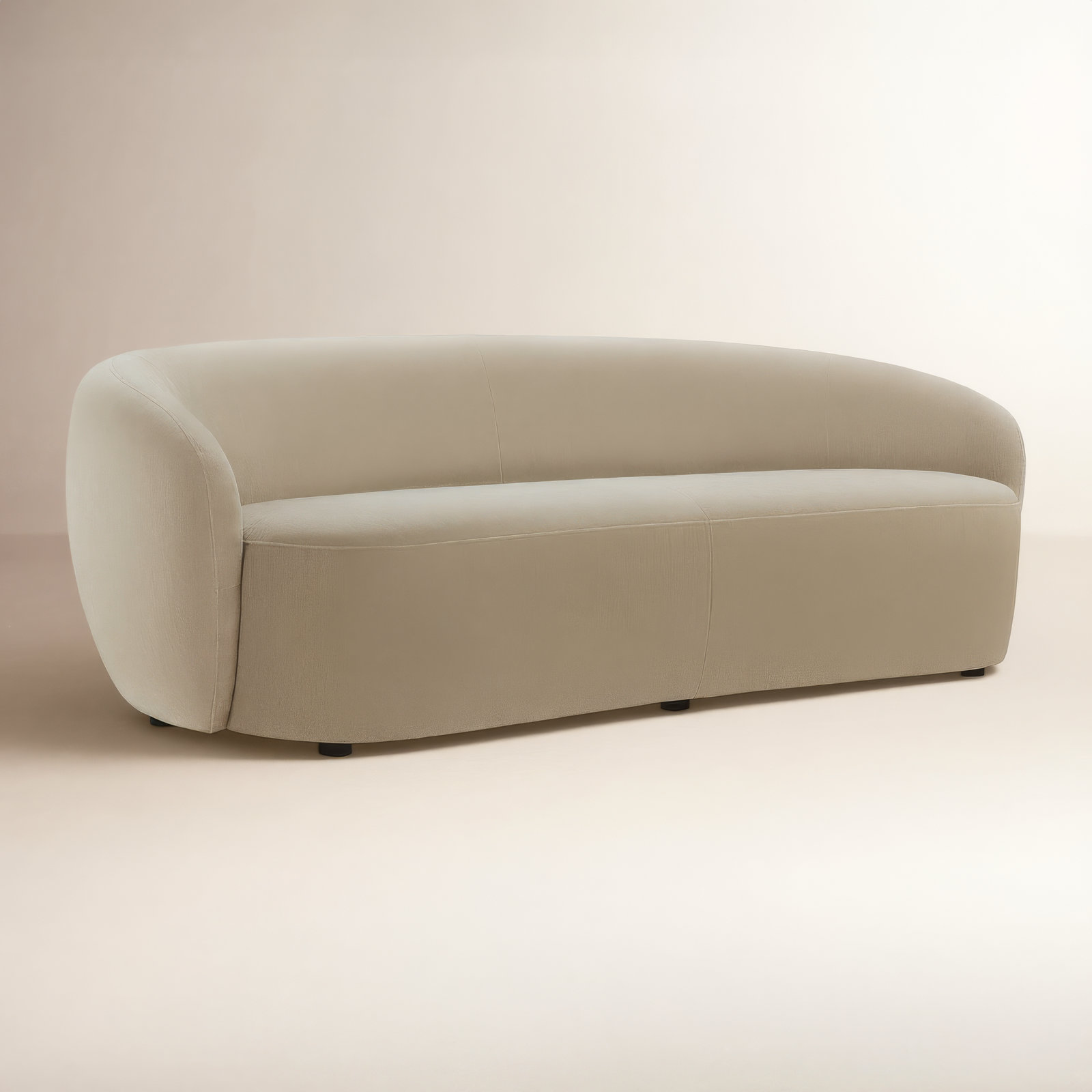 Amadora 90'' Curved Sofa, Capri Wicker Chenille