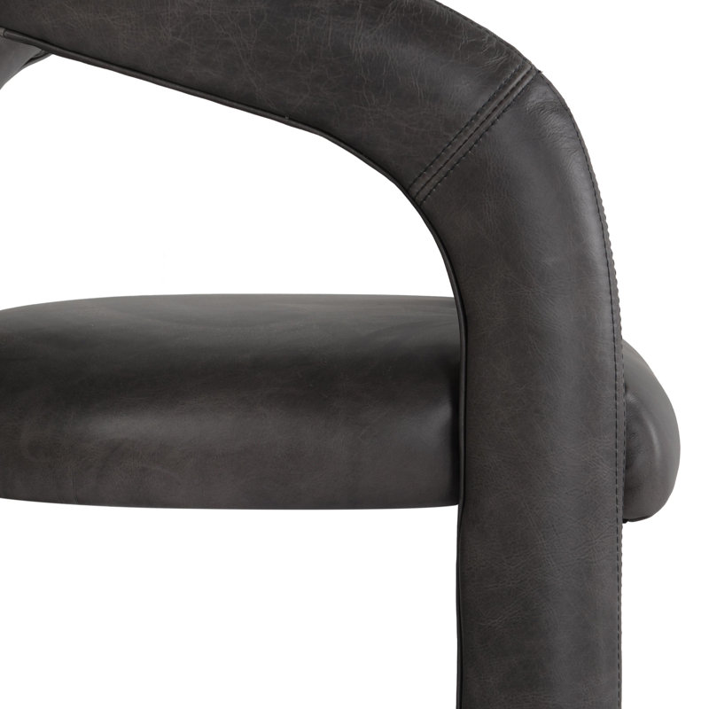 Archie Leather Counter Stool, Charcoal