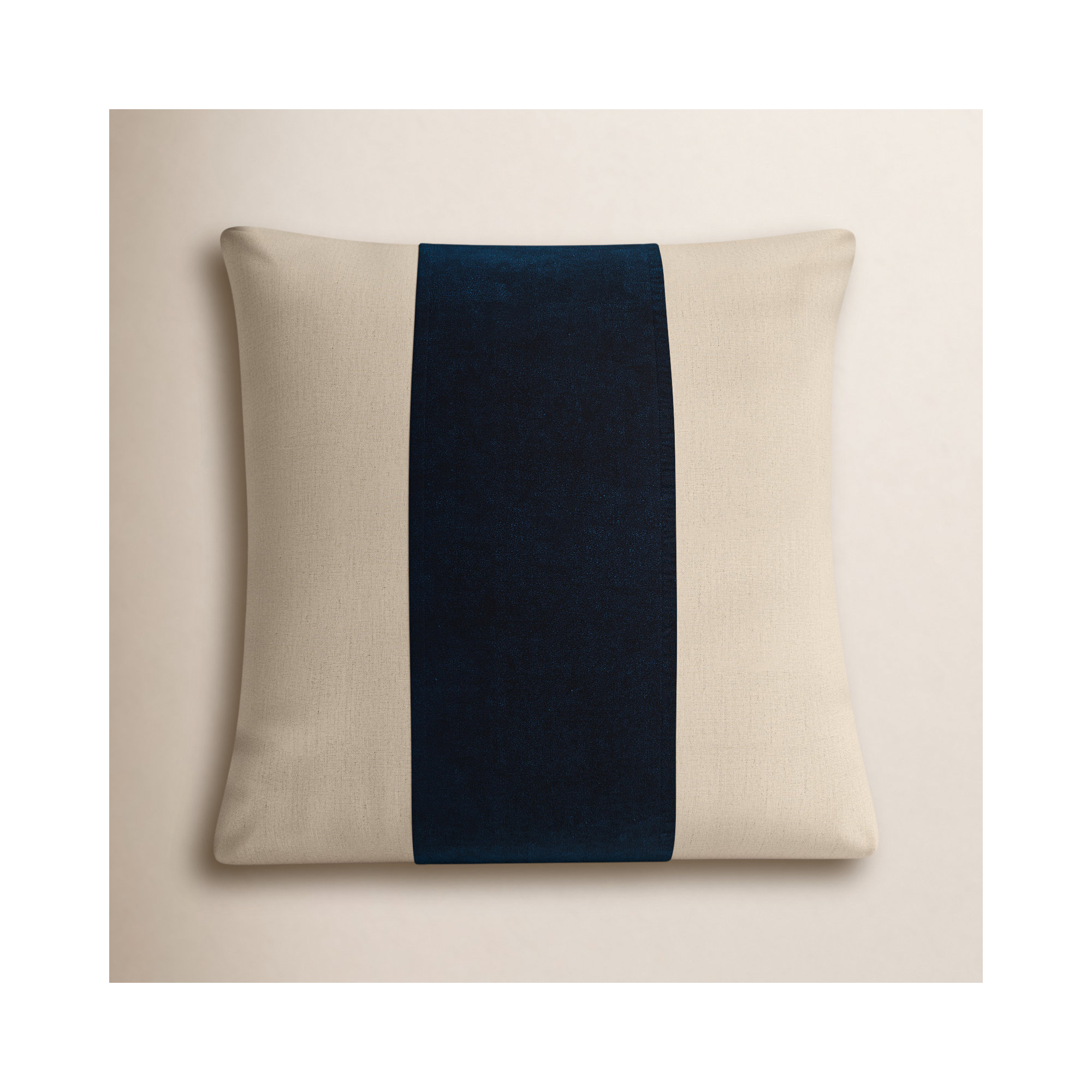 Kat Striped Cotton Throw Pillow, 20" x 20", Navy/Ivory, Polyester/Polyfill