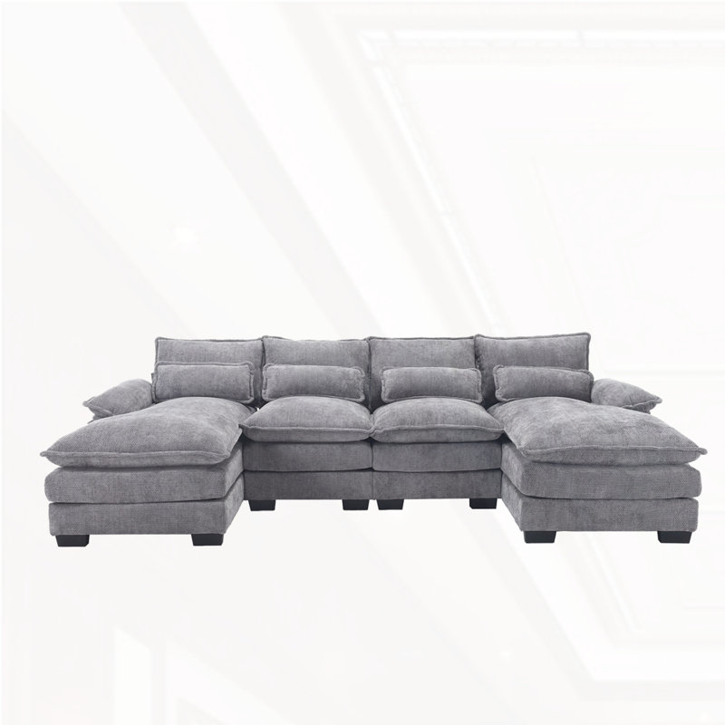 U-shaped combination sofa, Light Gray Chenille
