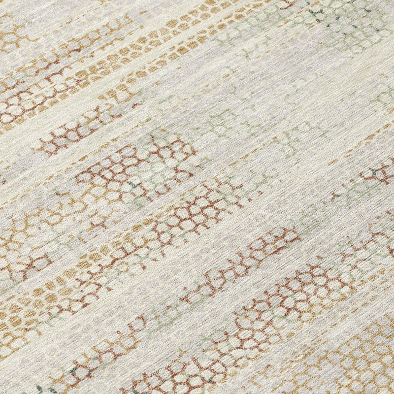 Tapis rayé Chantille ACN3115 lavable à la machine pour intérieur/extérieur, Crème, 10 pi x 14 pi