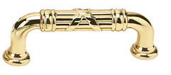 Ribbon and Reed Fixed Estate 4" Center to Center Bar Pull, 3", Polished Brass