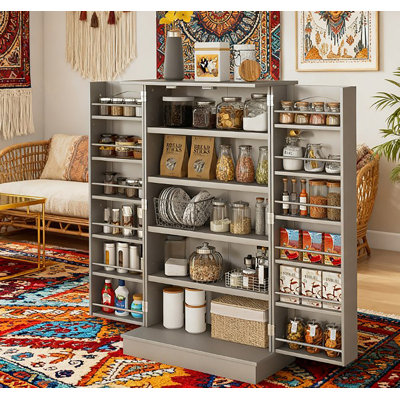 Rangement réglable à 5 niveaux, garde-manger, pour la cuisine, tablettes de porte, portes doubles