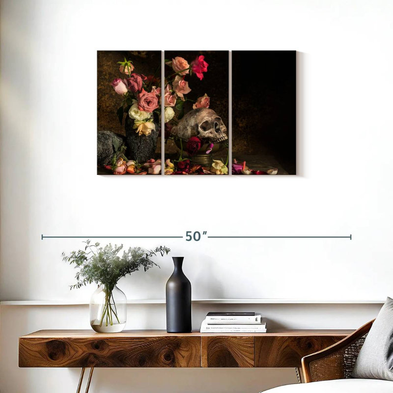 Crâne floral élégant, H 20 po x l 33 po