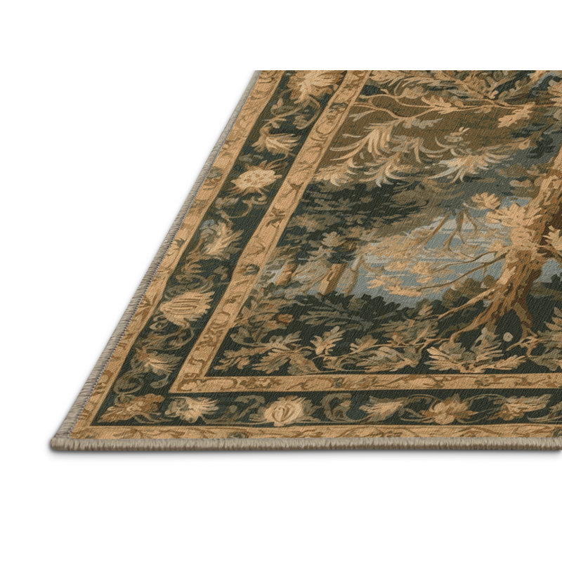 Tapis brun français lavable à la machine, Rectangle 7 pi x 9 pi