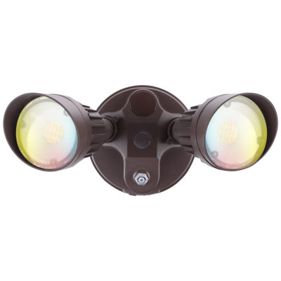 25W 3CCT Dusk to Dawn LED Outdoor Security Flood Light, Dual Head, Bronze