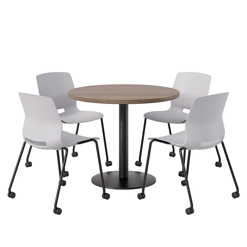 Ensemble repas pour quatre personnes, Teck studio, Gris, H 41 po x L 36 po x l 36 po