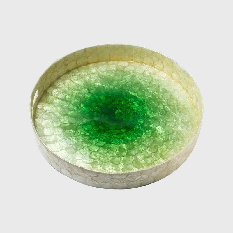 Capiz Shell Decorative Tray, Green, Green