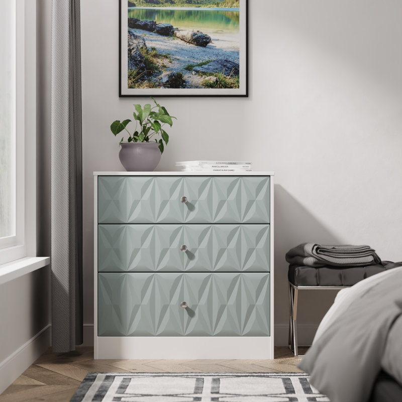 77cm W 3 - Drawer Chest of Drawers, Blue