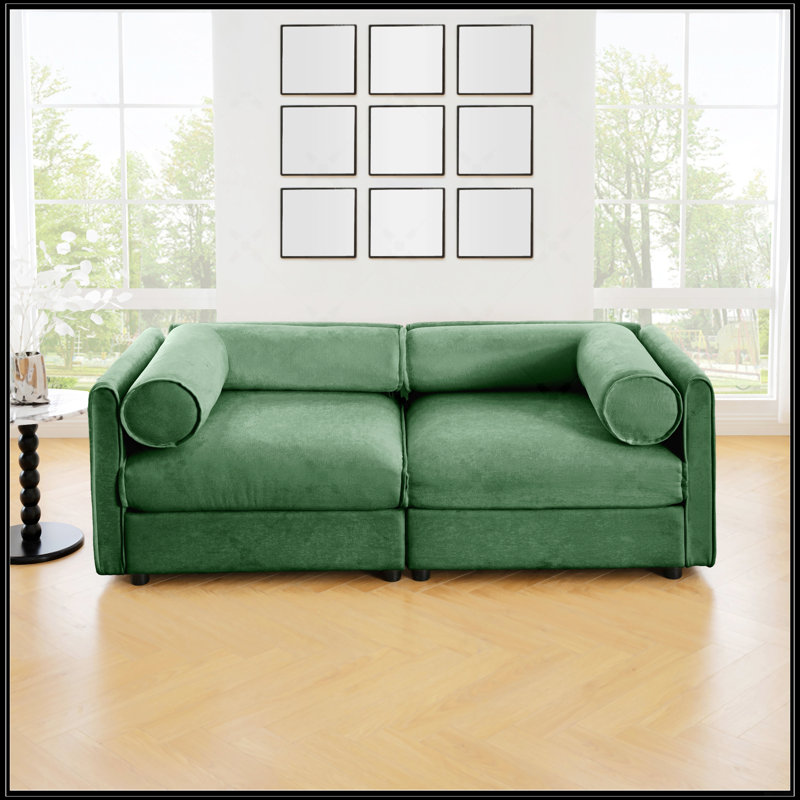 Canapé en chenille 2 places avec siège de rangement, Vert