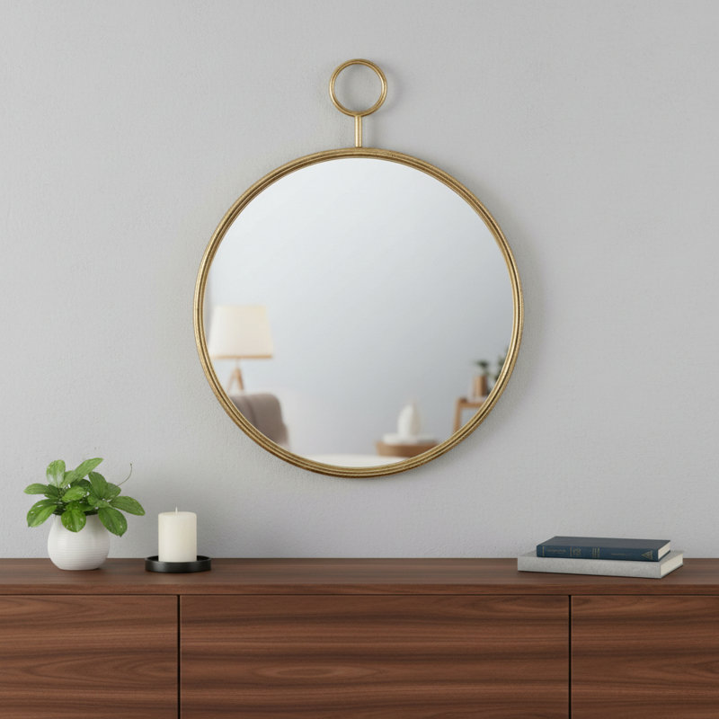 Miroir rond en fer Mankilef, 28,3 po x 22,4 po