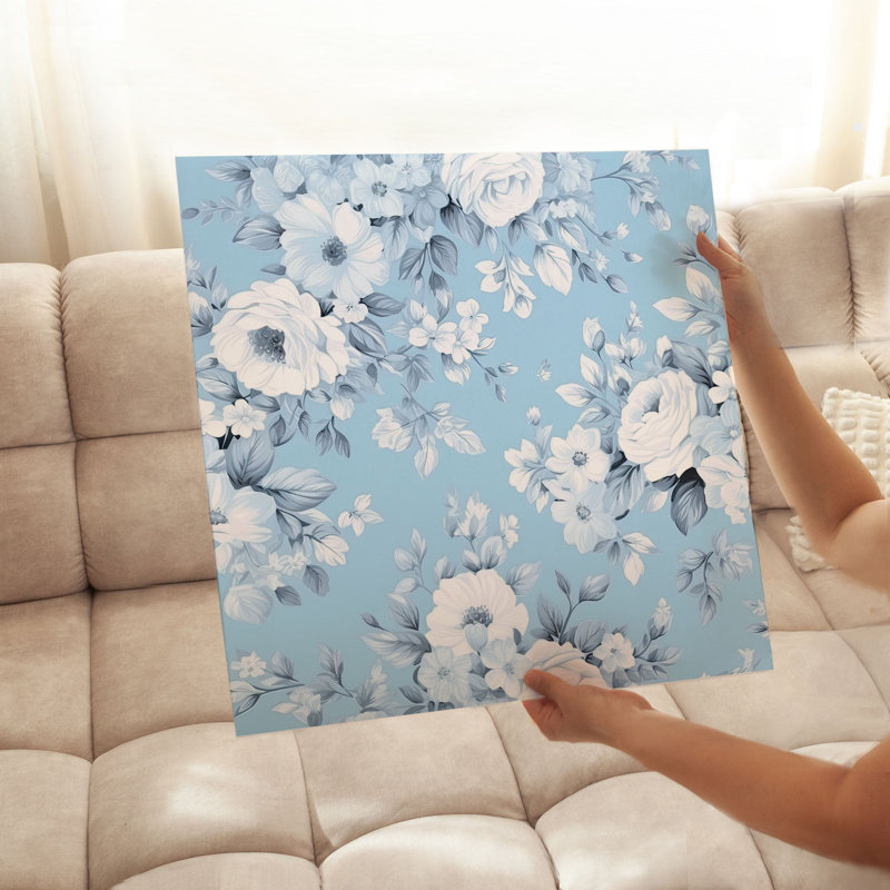 «Floral Winter Blue Flowers III», reproduction d'art non encadrée, H 20 po x l 20 po