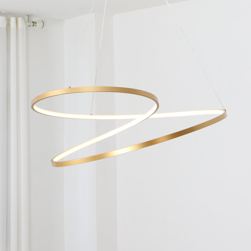 Lustre moderne intelligent 1 lumière avec télécommande Keahi Wi-Fi, Or brossé