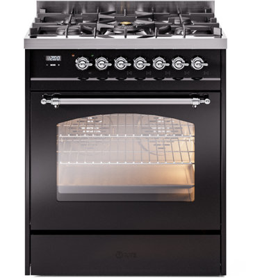 ILVE Nostalgie II Series 30 inch Dual Fuel Range with 5 Sealed Burners (Glass Door)