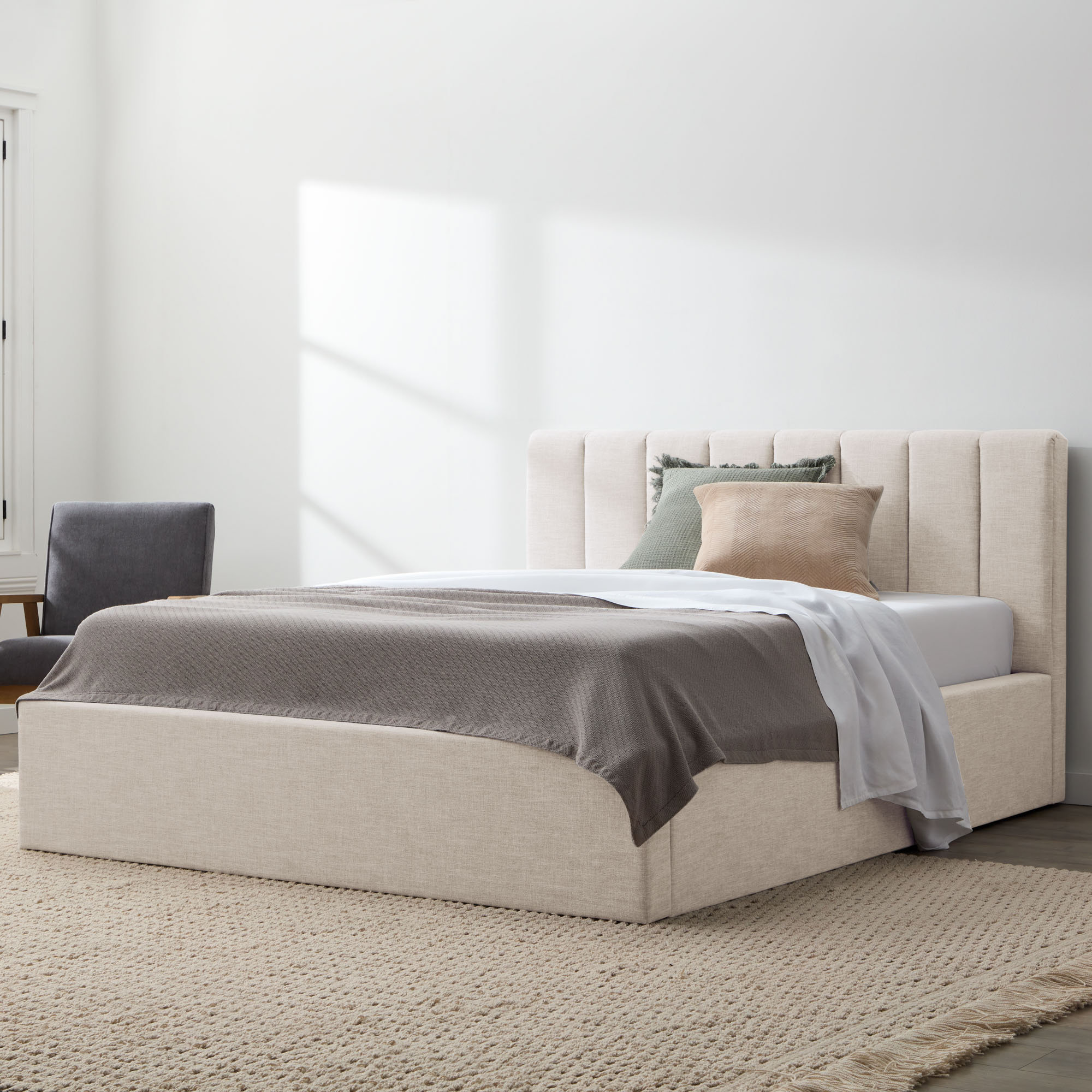 Delmar Upholstered Bed, Queen, Oat