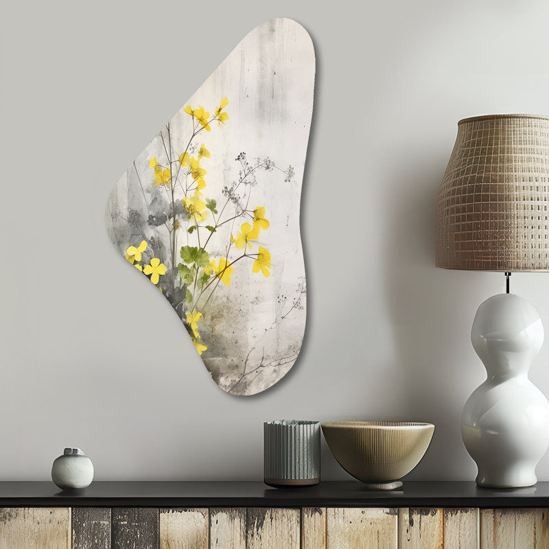 Naim - art mural asymétrique en métal floral Boomerang, H 31 po x l 17 po