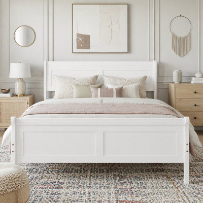 Full Size Wood Platform Bed with Headboard, Footboard, and Sturdy Slat Support