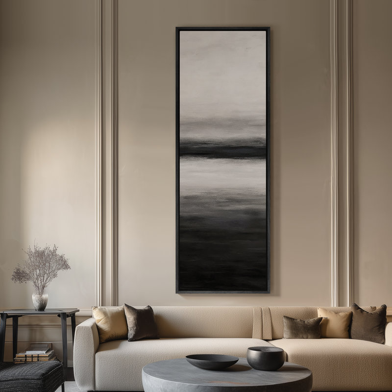 Art mural sur toile grand encadré, impression de paysage abstrait minimaliste , H 60 po x l 20 po, Noir