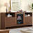 60'' Coffee Bar Cabinet with Built-in Mini Fridge, Buffet Sideboard with Waveform Fluted Doors and Adjustable Shelves for Kitchen, Dining Room, Walnut-83996440