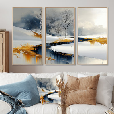 «Gold Frosted Morning I», ensemble d'art mural de Noël