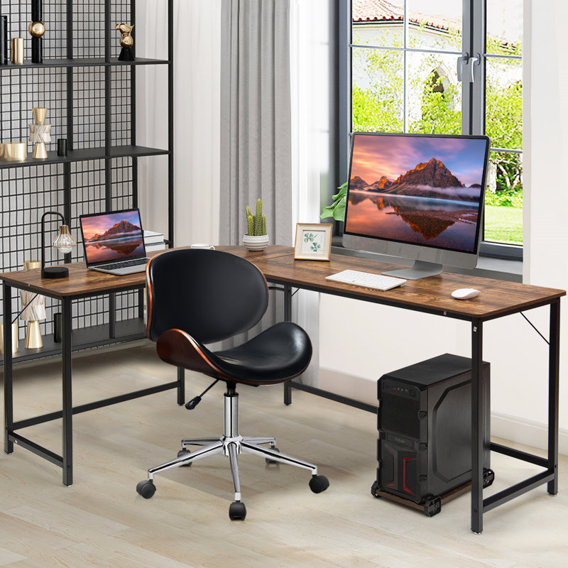 Darron L-Shaped Iron Computer Desk