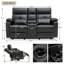 Causeuse inclinable électrique en cuir 68,9 po avec chauffage, massage et rangement - Canapé double avec télécommande, porte-gobelets, coussins - Idéal pour les salons et les cinémas maison-1757857015