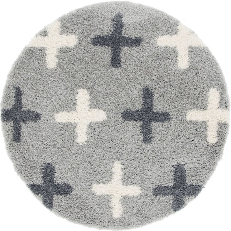 Tapis gris clair Mitzy, Rond 5 pi