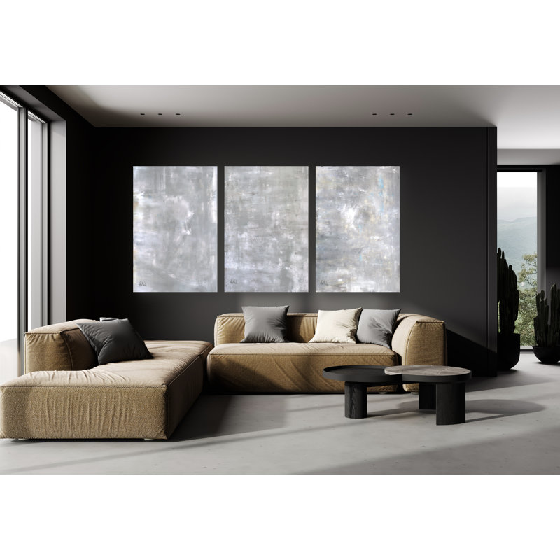 «Snow Storm Set» par John Beard - reproduction d'art sur toile, L 20 po x H 24 po x P 3 po, Cadre flottant brun