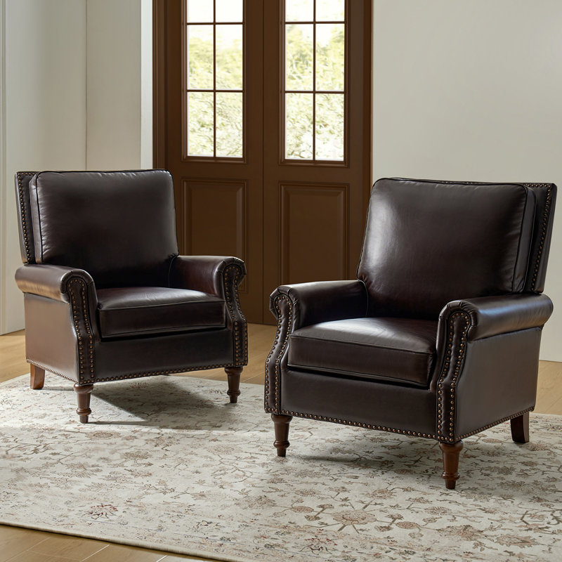 Chaise d'appoint en cuir véritable Wajeeh , Cuir véritable espresso