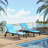 3 Piece Outdoor Chaise Lounge Set with 5-Position Reclining Chairs and Side Table, Pool Loungers with Wheels for Garden Patio-1058141646