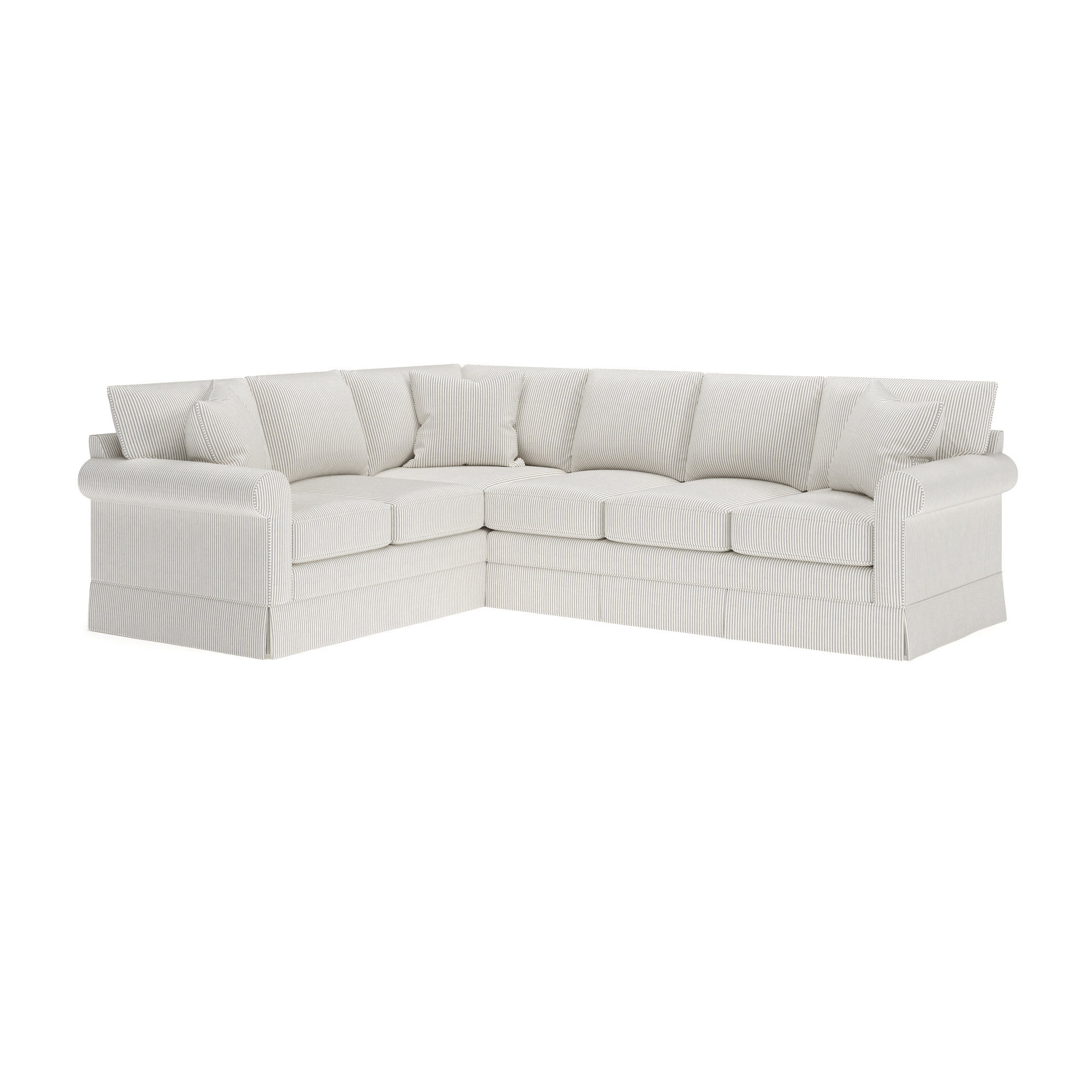 Friedman Upholstered L-Sectional, Cruise Gray Striped, Left Hand Facing