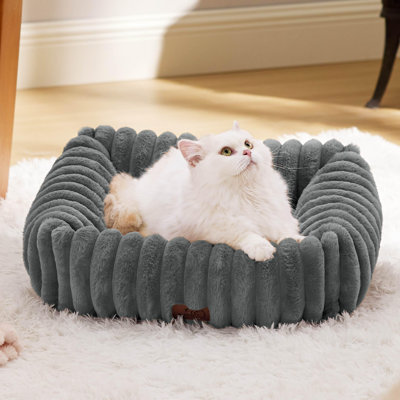 Bedsure Cute Dog Beds - Washable Furry Pet Beds, Rectangle Orthopedic Corduroy Fleece Puppy Beds with Removable Zipper Cover