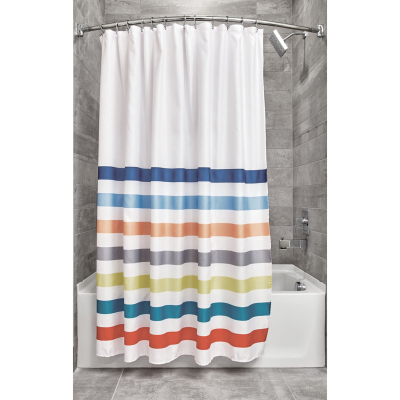 Multicolor Striped PEVA Polyester Shower Curtain 72x72 Inch