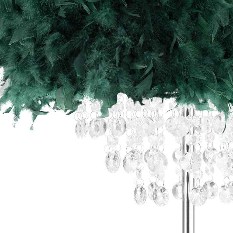 Modern Chandelier Style Feather Floor Lamp With Waterfall Drops By, Green