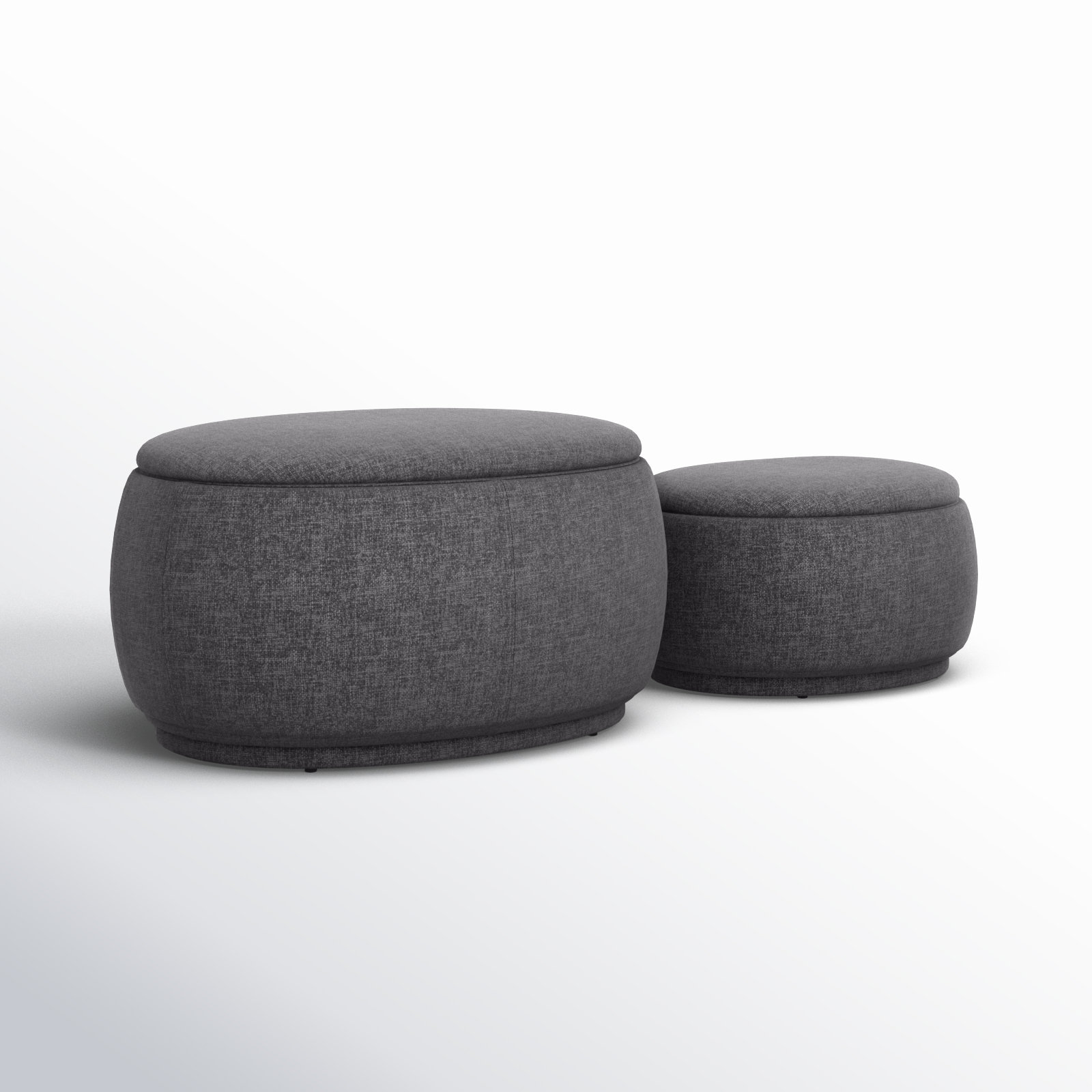 Hoya 34" Ottoman, Joyce Charcoal Performance Basketweave