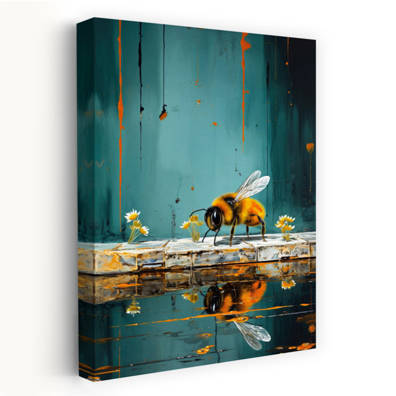 Bourdon, réflexion, abeille industrielle moderne, art urbain, impression murale, 60" H x 40" W