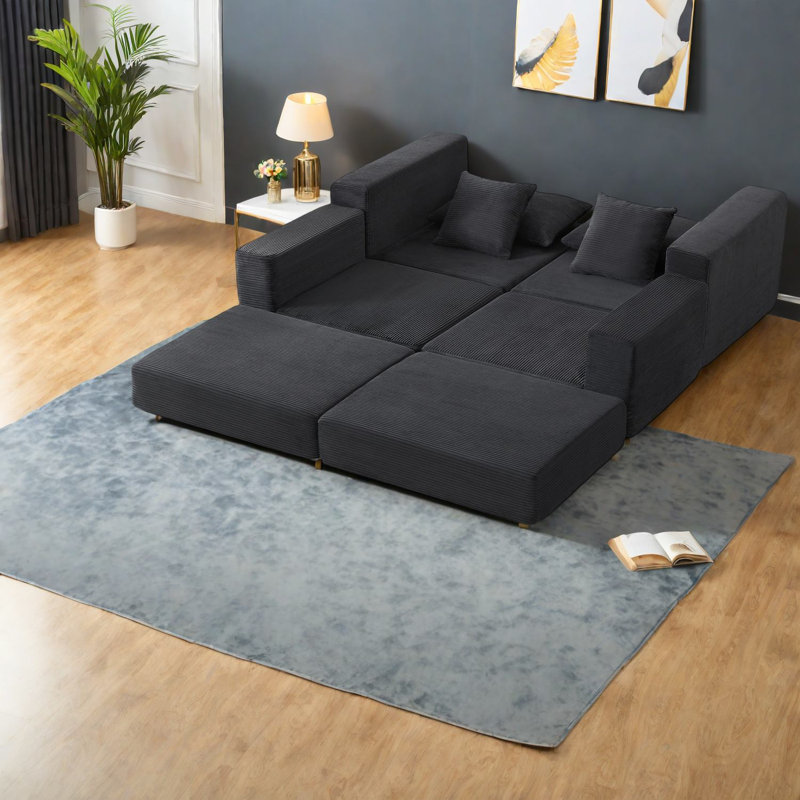 Canapés modulaires confortables, sièges en mousse gris foncé de style moderne pour des espaces de vie personnalisés