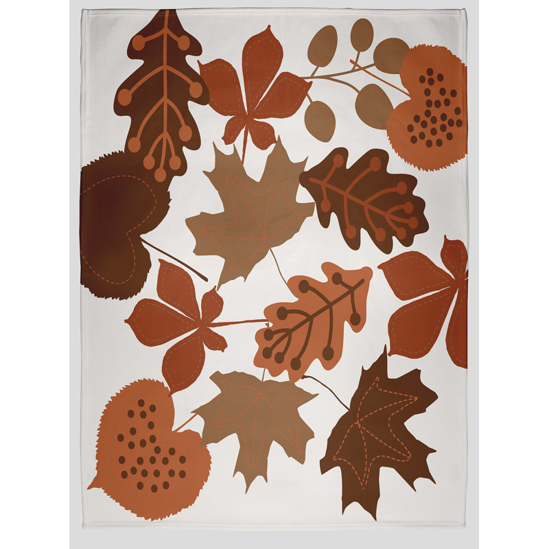 Jeté d'automne Fall Leaves, 50" W x 60" L, Orange