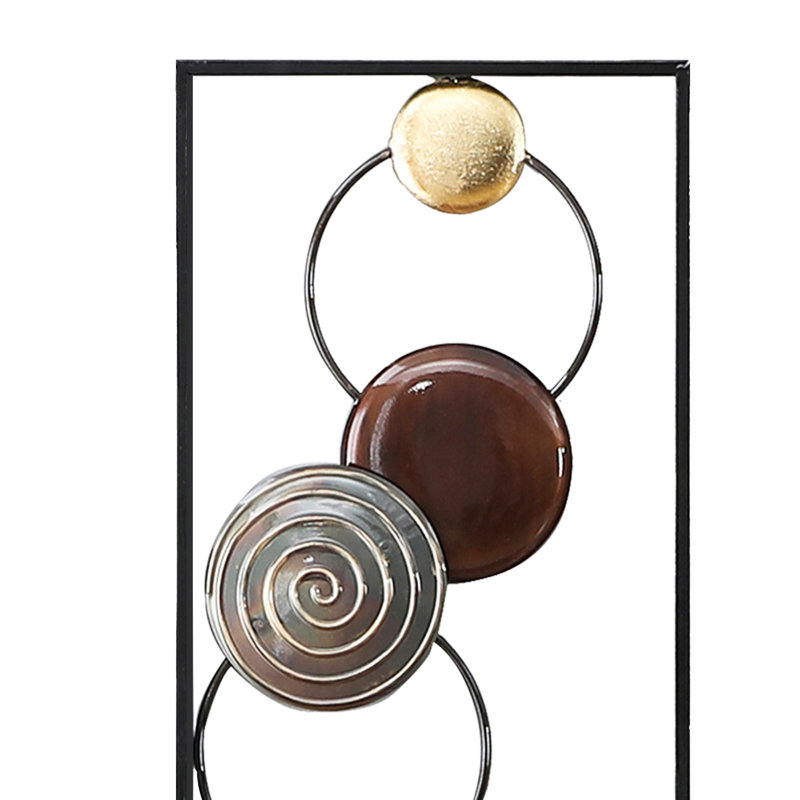 Caiene Handmade Modern Abstract Wall Decor on Metal, Black/Brown/Gold