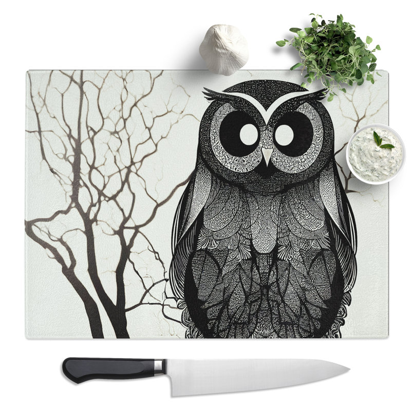 Hopeful Owl  Glass Chopping Board