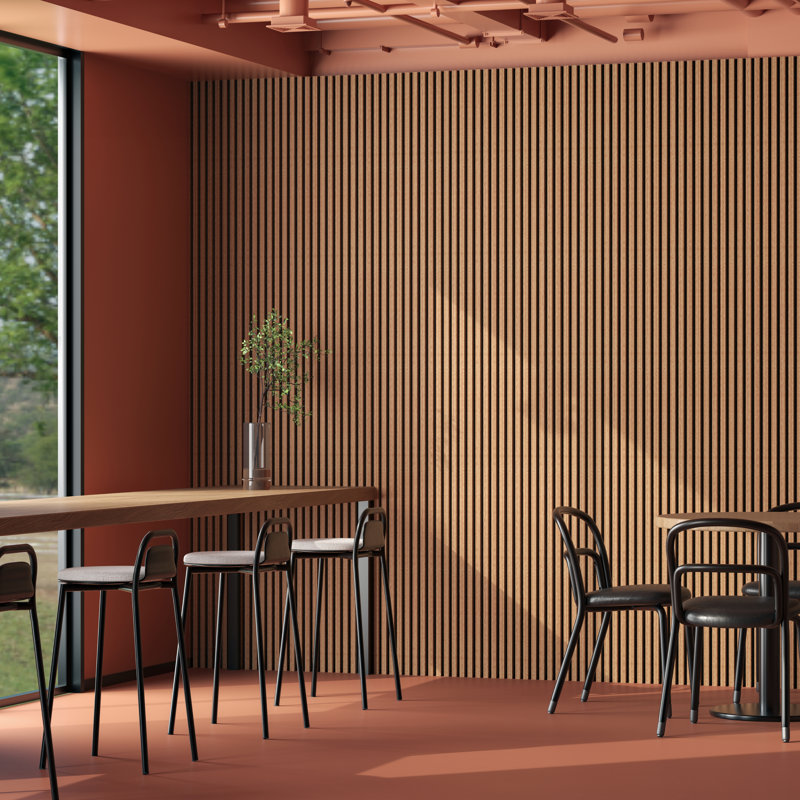Panneaux muraux à lattes de 104,375 po x l 11,25 po avec embout - traitement mural moderne en bois insonorisant, Érable clair