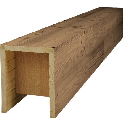 AmeriCraft Wood Wire Brushed Beam, 3-Sided (U-Beam), 9 1/2"W x 11 1/2"H x 48"L, Special Walnut Finish, Stain Grade Pine