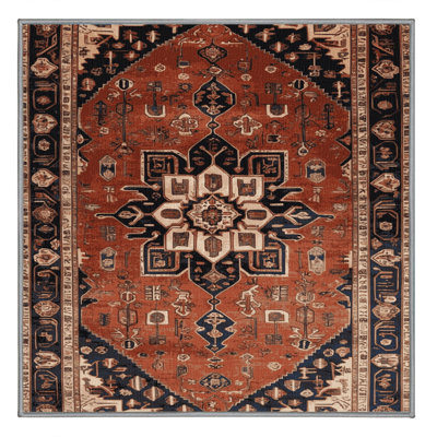 Machine Washable Persian Brown Area Rug