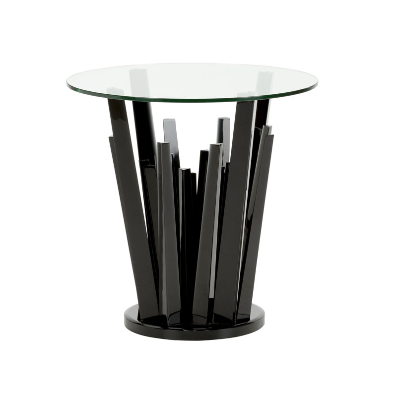 Geode Glass Top End Table, Black