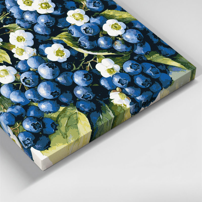 «Fruit Blueberry Highbush», art mural sur toile grise, H 16 po x l 16 po