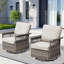 Ensemble de chaises berçantes pivotantes 2 pièces avec accoudoirs de 5 pouces et coussin épais, gris / beige