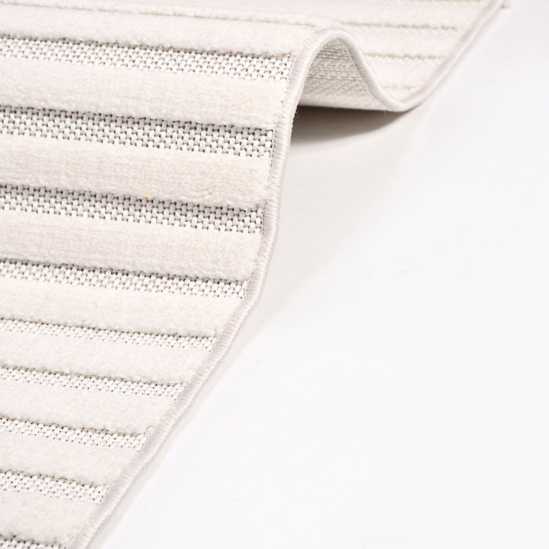 Tapis moderne / rayé beige lavable à la machine antidérapant, Tapis de couloir 2 pi 7 po x 8 pi 3 po