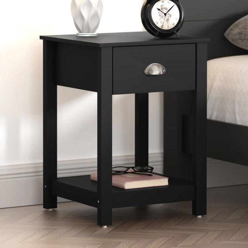 1 Drawer Nightstand, Black