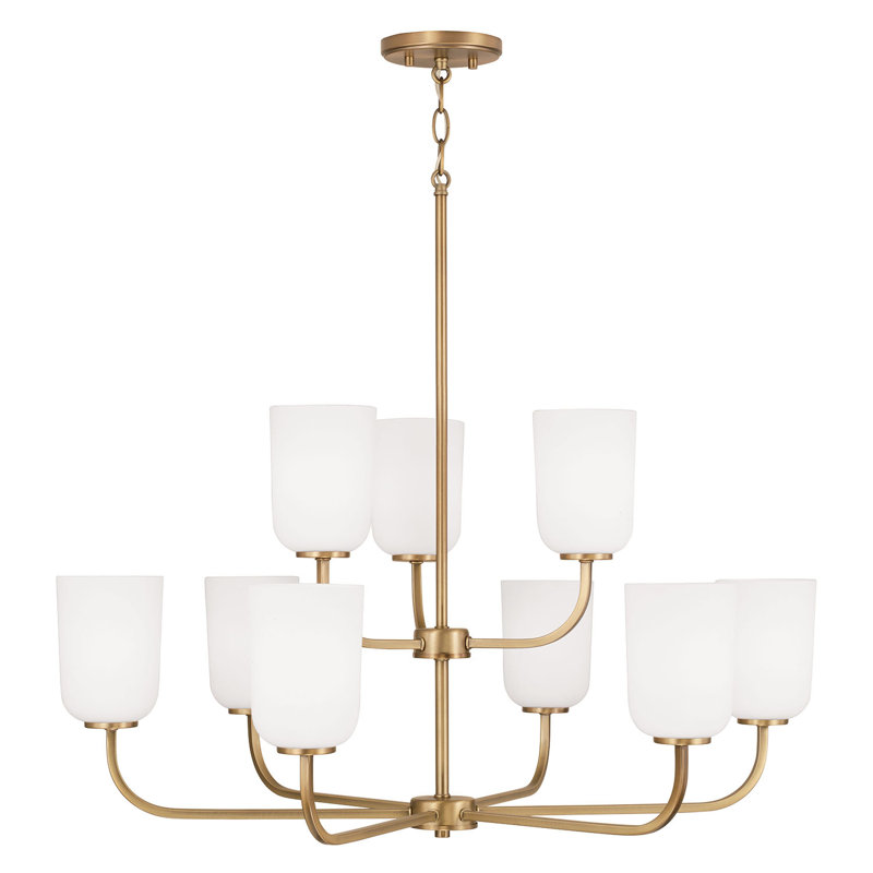 Lustre à niveaux simple 9 lumières Krush, Laiton vieilli